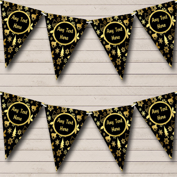 Xmas Black & Gold Custom Personalised Christmas Flag Banner Bunting