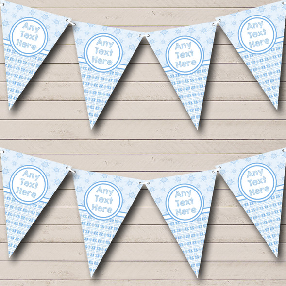 Winter Snowflakes Blue Custom Personalised Christmas Flag Banner Bunting