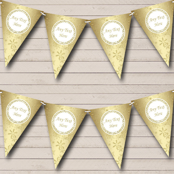 Snowflake Golden Winter Custom Personalised Christmas Flag Banner Bunting