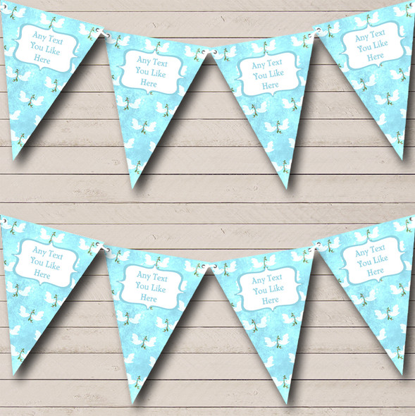 Sky Blue Doves Custom Personalised Christmas Decoration Flag Banner Bunting