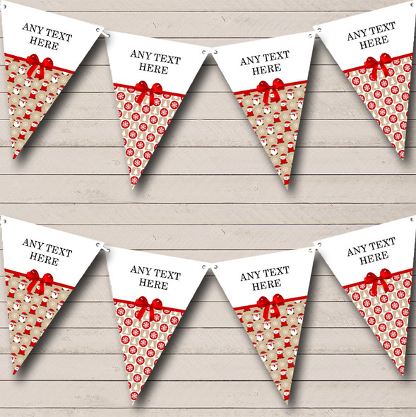 Santa's & Trees Bow Custom Personalised Christmas Decoration Flag Banner Bunting