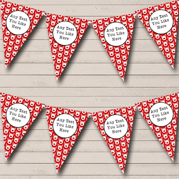 Red & White Reindeer Faces Custom Personalised Christmas Decoration Flag Banner Bunting