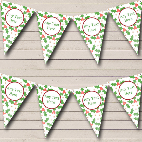 Holly Leaves Custom Personalised Christmas Decoration Flag Banner Bunting
