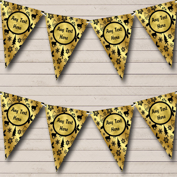 Gold & Black Xmas Custom Personalised Christmas Flag Banner Bunting