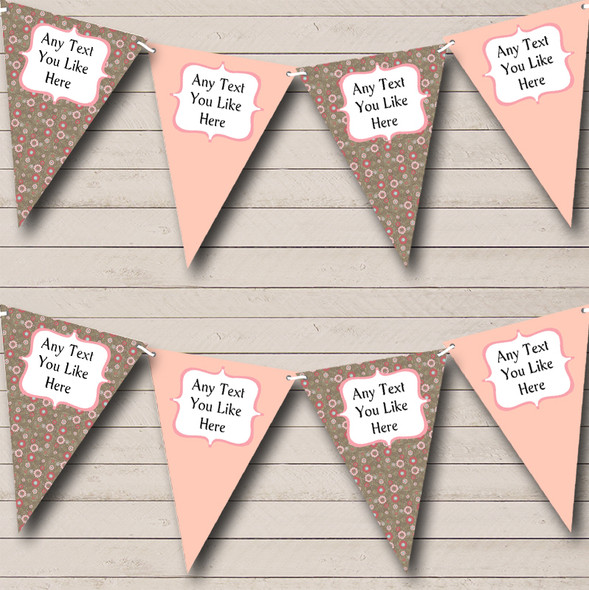 Vintage Peach Custom Personalised Shabby Chic Garden Tea Party Flag Banner Bunting