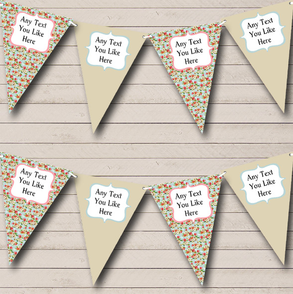 Vintage Flowers Custom Personalised Shabby Chic Garden Tea Party Flag Banner Bunting