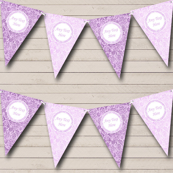 Vintage Lilac And Cadbury Purple Floral Custom Personalised Wedding Flag Banner Bunting