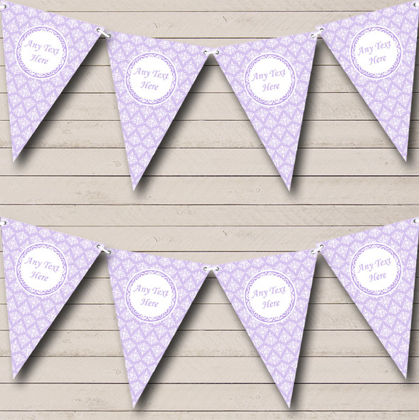 Vintage Lace Look Pretty Lilac Purple Custom Personalised Wedding Flag Banner Bunting