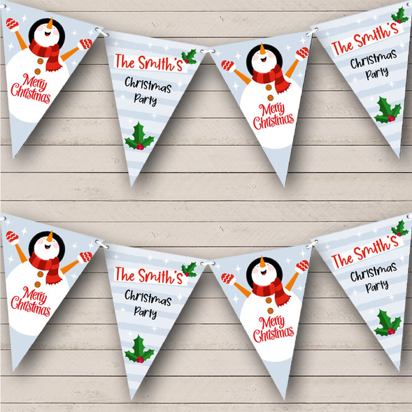 Happy Snowman Personalised Christmas Banner Decoration Bunting