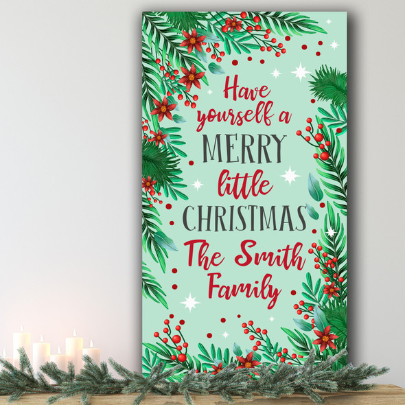 Little Green Floral Personalised Tall Decoration Christmas Indoor Outdoor Sign