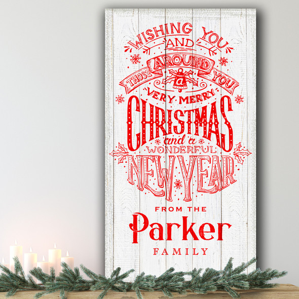 Red Lettering Personalised Tall Decoration Family Christmas Indoor Outdoor Sign