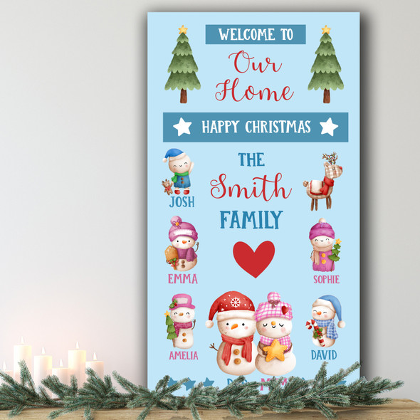 Welcome Home Snowman Personalised Tall Decoration Christmas Indoor Outdoor Sign