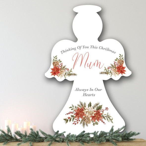 Memorial Mum Floral Personalised Angel Decoration Christmas Indoor Outdoor Sign