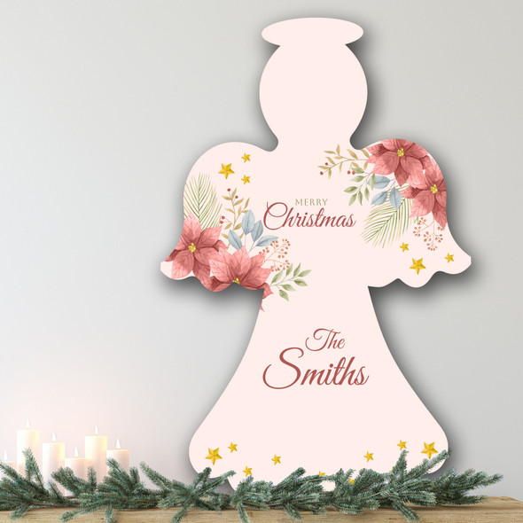 Pink Personalised Angel Decoration Christmas Indoor Outdoor Sign