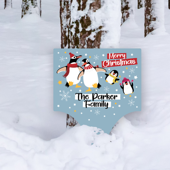 Penguin Personalised Decoration Christmas Outdoor Garden Stake Sign