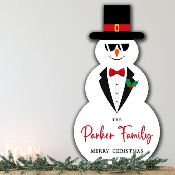 Suit Sunglasses Personalised Snowman Decoration Christmas Indoor Outdoor Sign