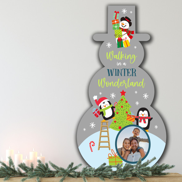 Winter Wonderland Photo Personalised Snowman Decor Christmas Indoor Outdoor Sign