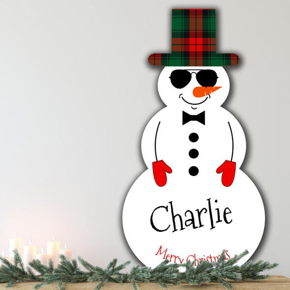 Cool Sunglasses Personalised Snowman Decoration Christmas Indoor Outdoor Sign