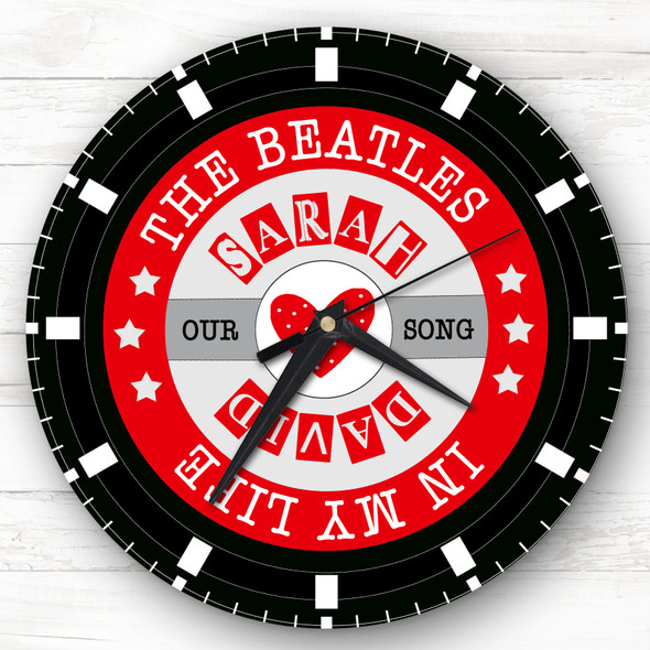 Red Grey Vinyl Record Any Song  Custom Gift Personalised Clock