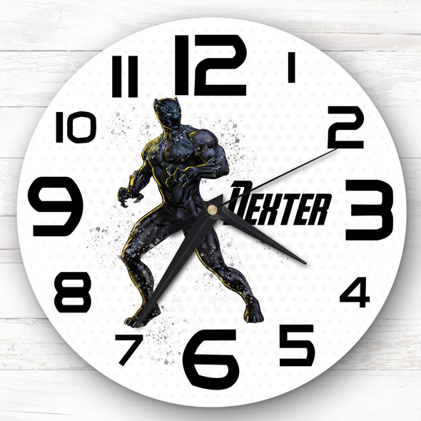 Black Panther Superhero Boys Room Custom Gift Personalised Clock