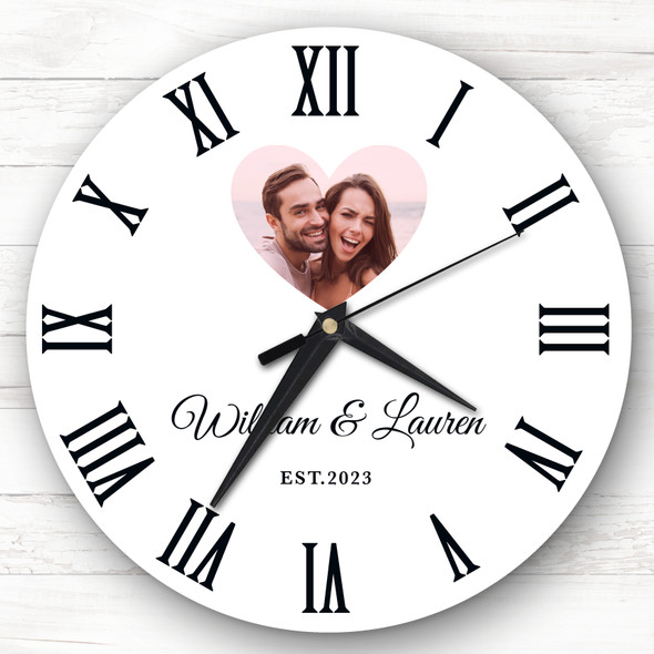 Heart Shape Photo Frame Romantic Couple Personalised Gift Personalised Clock