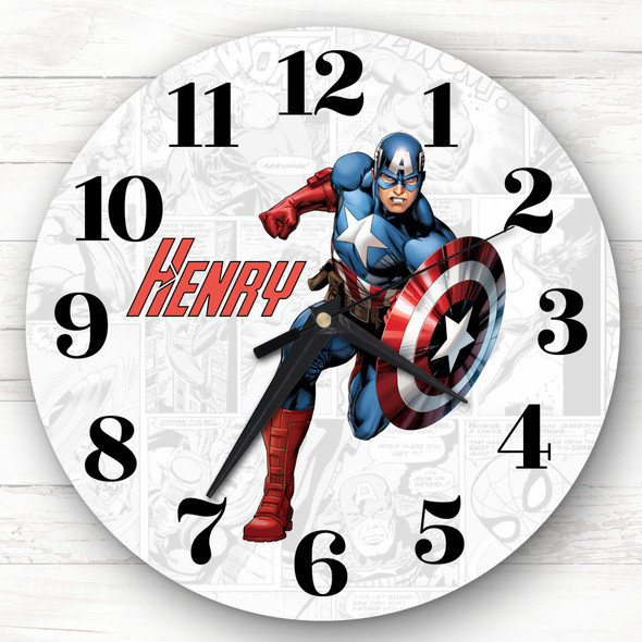 Marvel Captain America Superhero Comic Heroes Gift Personalised Clock