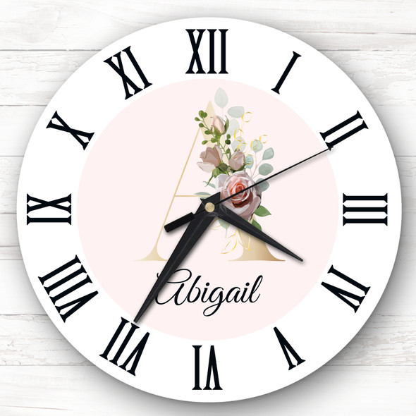 Floral Alphabet Name Initial Letter A Personalised Gift Personalised Clock
