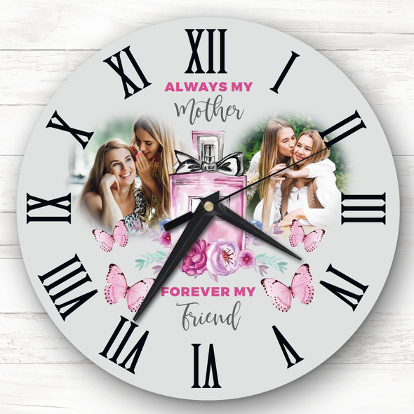 Mother Photo Perfume Flowers Grey Personalised Gift Personalised Clock