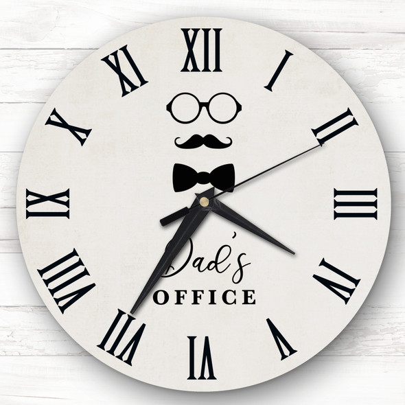 Dad's Office Mustaches Glasses Personalised Gift Personalised Clock