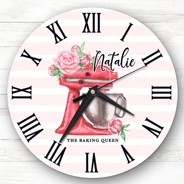 Floral Red Baking Mixer Personalised Gift Personalised Clock