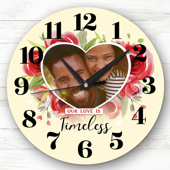 Love Timeless Photo Yellow Valentine's Day Gift Anniversary Personalised Clock
