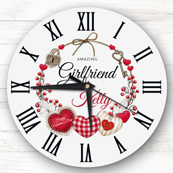 Grey Girlfriend Love Lock Anniversary Valentine's Day Gift Personalised Clock
