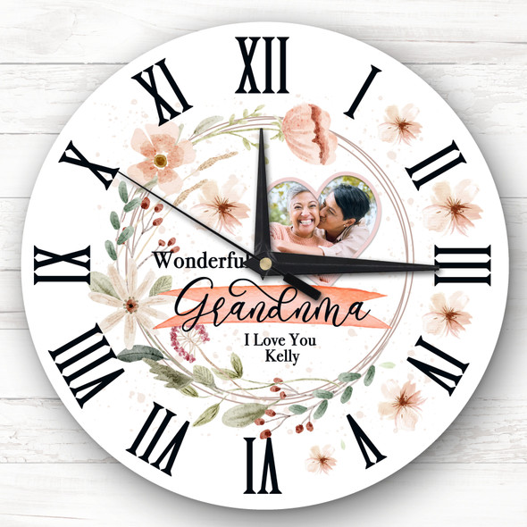 Wonderful Grandma Photo Frame Mother's Day Birthday Gift Personalised Clock