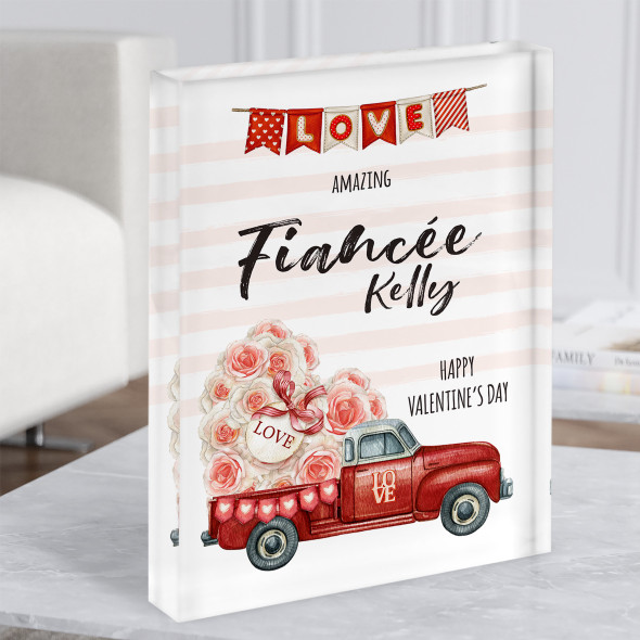 Valentine's Gift For Fiancée Watercolour Red Love Truck Custom Acrylic Block