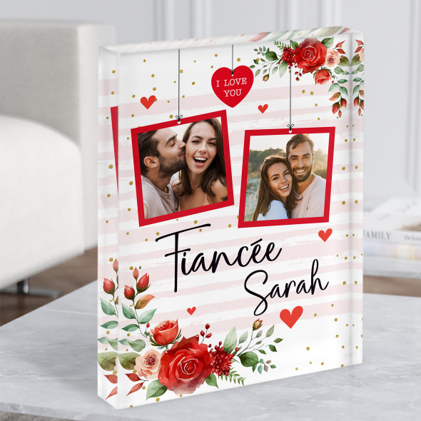 Gift For Fiancée Floral Red Hanging Photo Frames Personalised Acrylic Block