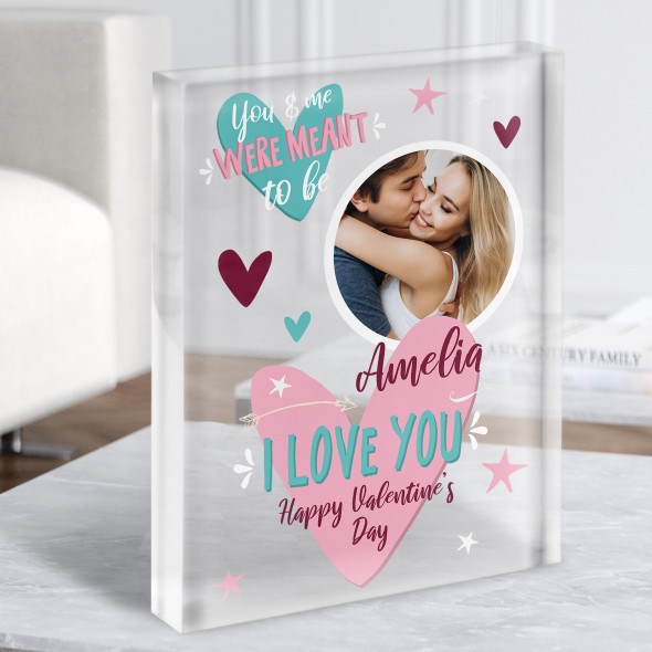 You & Me Were Meant To Be Valentine's Day Gift Photo Custom Clear Acrylic Block