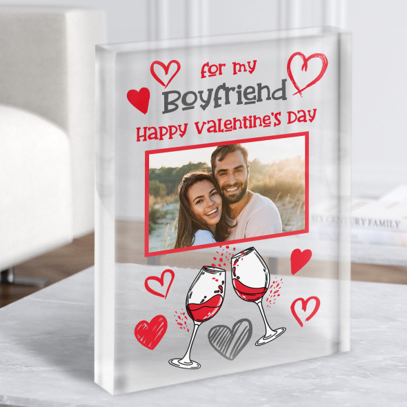 Gift For Boyfriend Wine Valentine's Day Photo Personalised Clear Acrylic Block