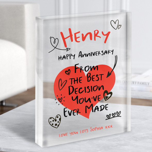 Funny Love Note Anniversary Gift Personalised Clear Acrylic Block