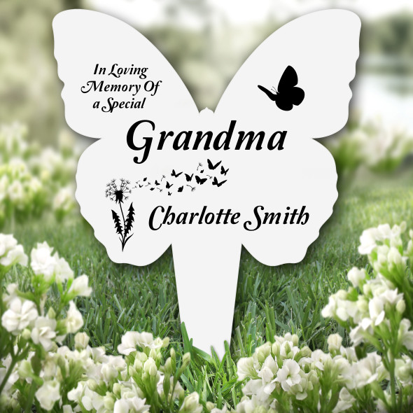 Butterfly Grandma Dandelion Remembrance Grave Garden Plaque Memorial Stake