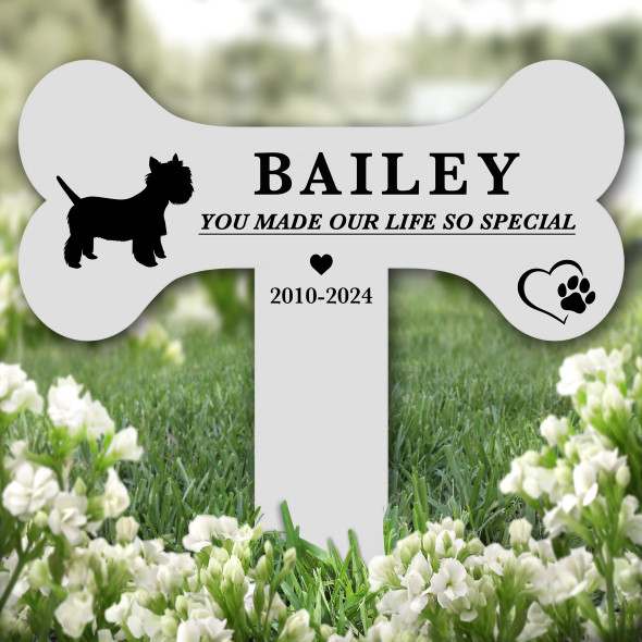 Bone West Highland White Terrier Dog Pet Remembrance Grave Plaque Memorial Stake