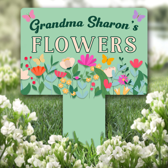 Spring Flowers Grandma's Garden Personalised Gift Garden Plaque Sign Stake