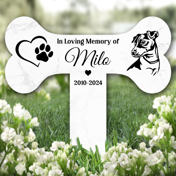Bone Heart Jack Russell Terrier Dog Pet Remembrance Grave Plaque Memorial Stake