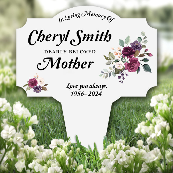 Mother Floral Remembrance Garden Plaque Grave Marker Personalised Memorial Stake