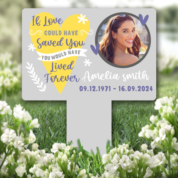 If Love Could Of Saved You Grey Heart Photo Grave Garden Plaque Memorial Stake