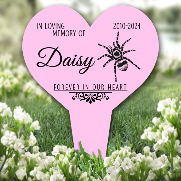 Heart Tarantula Spider Pet Pink Remembrance Garden Plaque Grave Memorial Stake