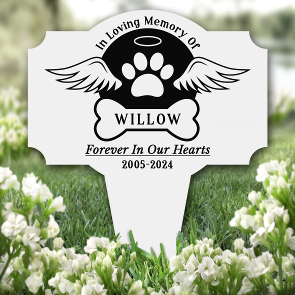 With Wings & Bone Pet Remembrance Garden Plaque Grave Marker Memorial Stake