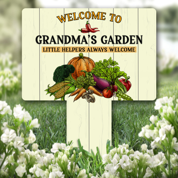 Vegetables Welcome To Grandma's Garden Personalised Gift Plaque Sign Stake