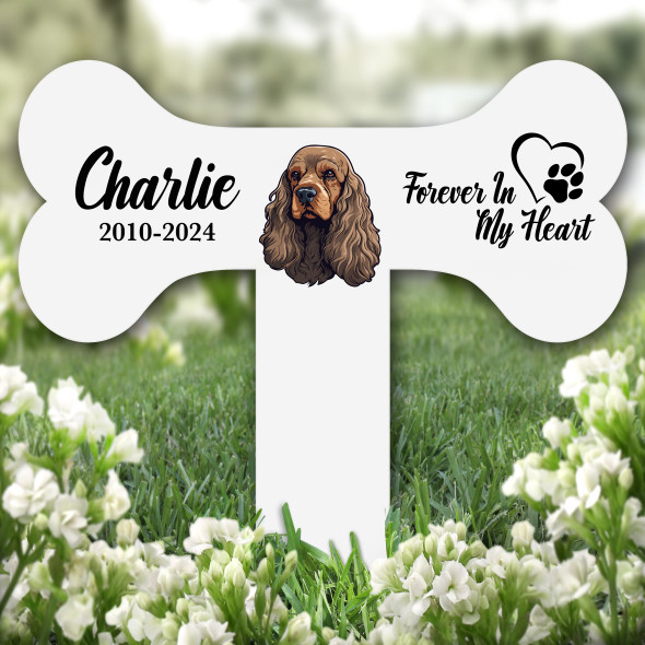 Bone Cocker Spaniel Heart Pet Remembrance Garden Plaque Grave Memorial Stake