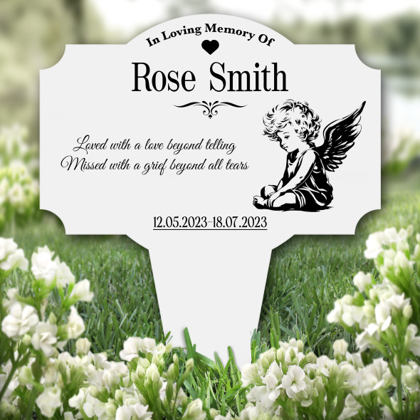 Cute Baby Angel Remembrance Garden Plaque Grave Marker Memorial Stake