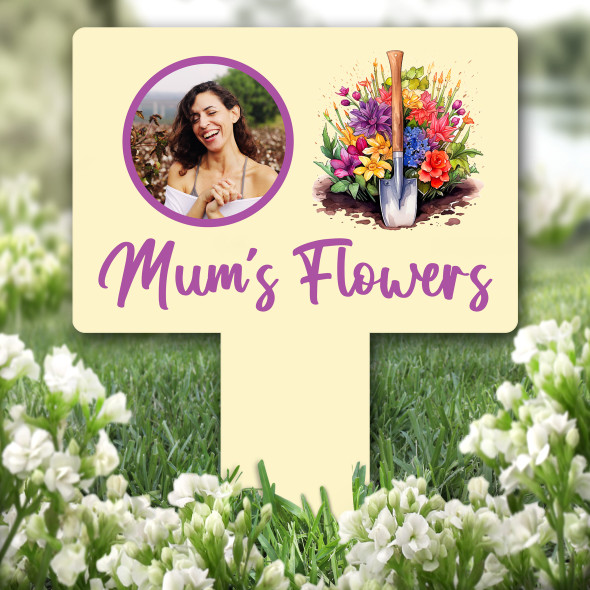 Photo Yellow Mum's Flowers Garden Personalised Gift Garden Plaque Sign Stake